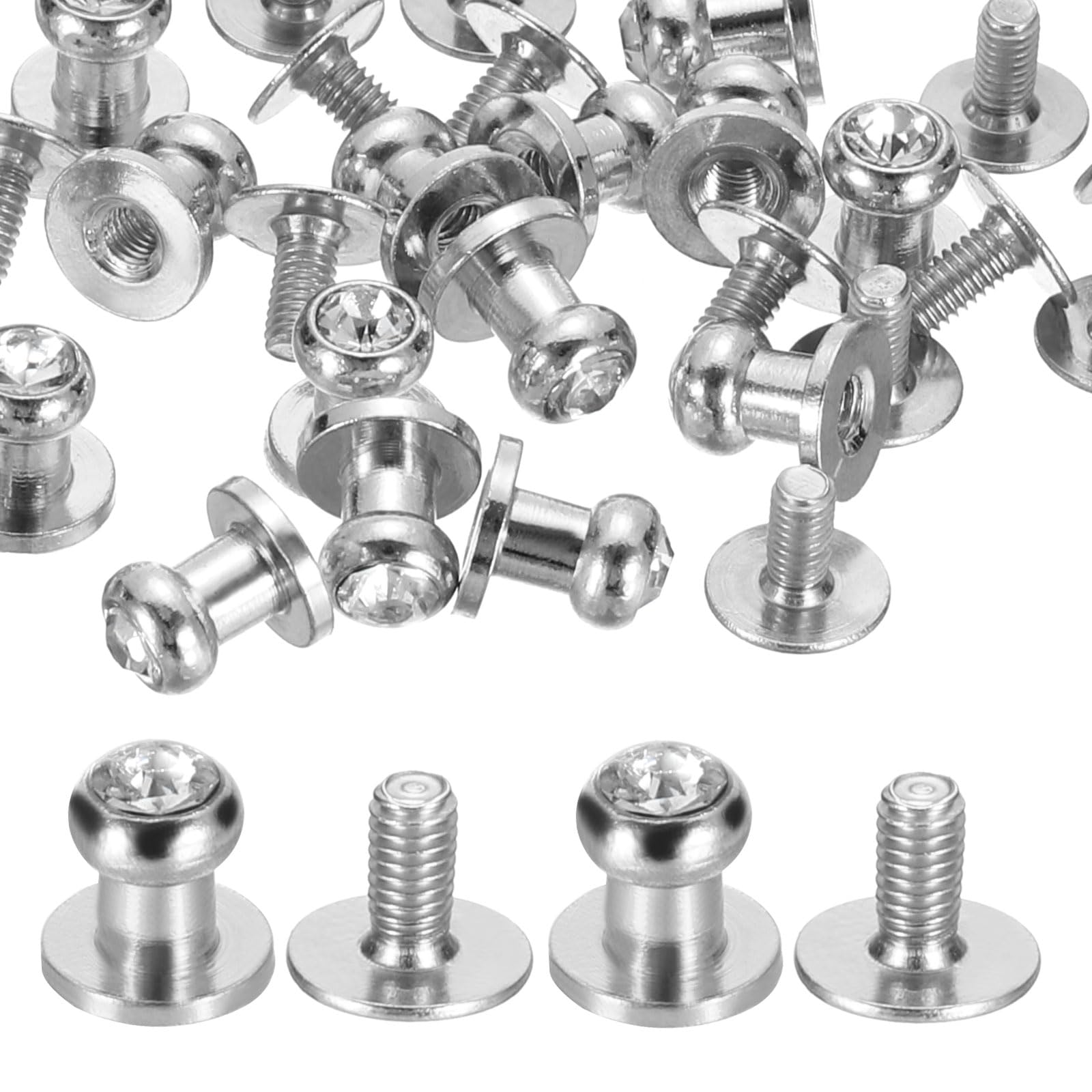 PATIKIL 6x10x8mm Rivets for Leather, 15 Pack Metal Button Spikes Screw Kit Screw Back Round Head Rivets Screw Buttons DIY Leather Hardware Trim Craft, Silver