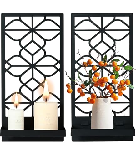 2 Portavelas De Pared En L - Hierro Negro, Decoración Vintage Para Hogar