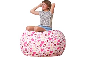 Aubliss Stuffed Animal Bean Bag Storage Chair (Pink Star, Large (38''))
