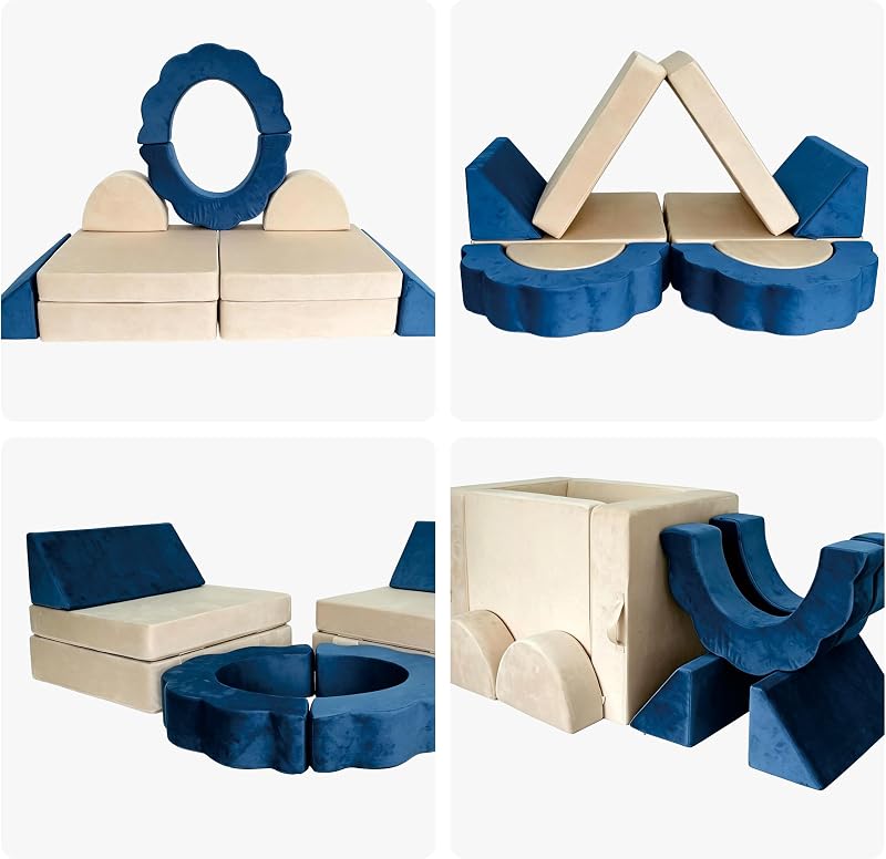 Canapé de Jeu Enfant modulaire 10 pièces, HxLxP 47x150x65 cm