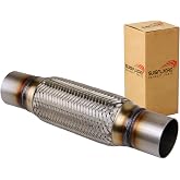 SUISFLXGRO Exhaust Flex Pipe Universal Type 100% Stainless Steel For Heavy Duty and Cars (1 PC, 2.25X8X12)