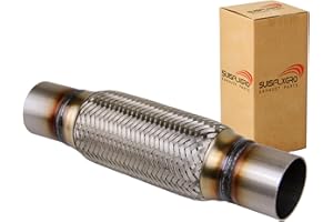 SUISSON Exhaust Flex Pipe 2.25” X 8” /12” Universal Type 100% Stainless Steel For Heavy Duty and Cars SF57X203X303