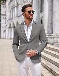 COOFANDY Men Stretch Knitted Blazer Jacket Slim Fit