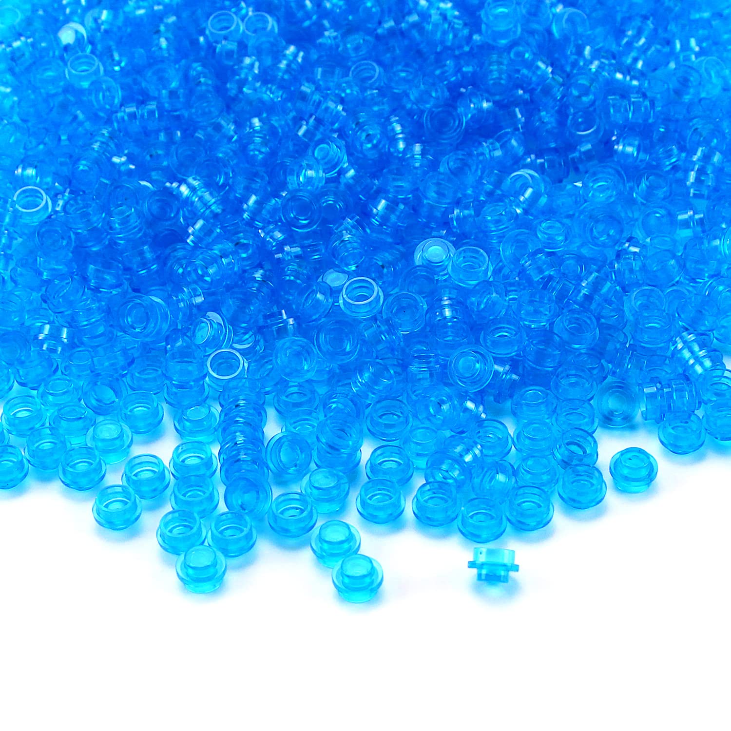 Feleph 1000PCS Transparent Blue Round Plates 1X1 Building Blocks Parts and Pieces Bricks Dots Bulk Studs Accessories Kit Compatible with Major Brand
