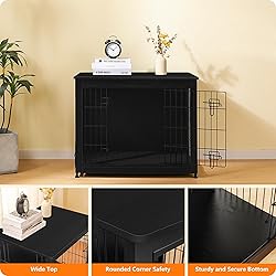 DWANTON Dog Crate Furniture with Cushion, Wooden