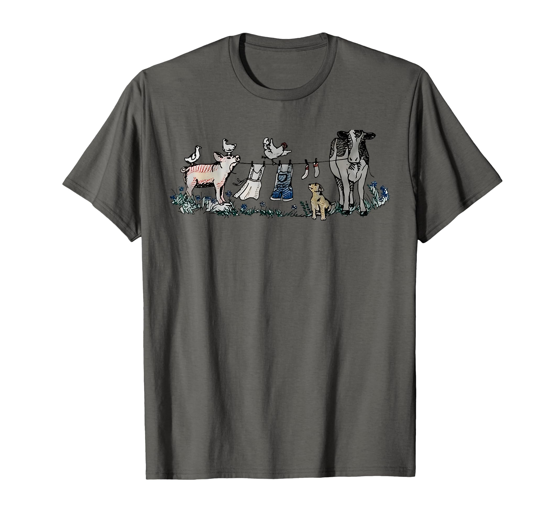 Photo 1 of ***RED**Retro Barnyard Animals Meme Farm Animals Hanging Clothesline T-Shirt