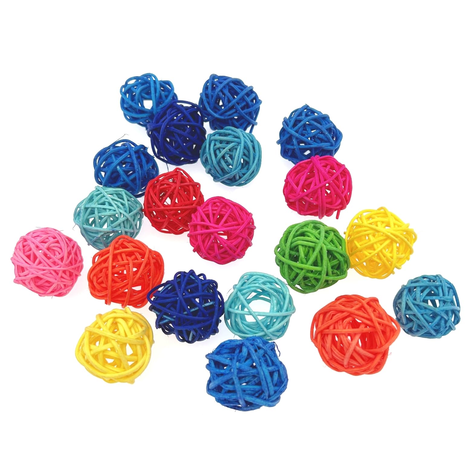 JZK Colorful Rattan Balls Bird Toy 3cm - Parrot Parakeet Chewing Toys, Pet Cage Bite Toy Decorations, DIY Accessory for Weddings, Home Party Decor