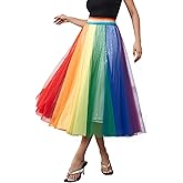 Women Pleated Long Tulle Skirt High Elastic Waist Swing Casual Midi Skirt