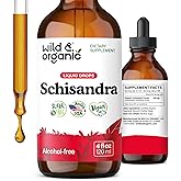 Wild & Organic Schisandra Tincture 500 mg - Natural Schisandra Supplement for Relaxation - Liquid Chinensis Berry Extract - Vegan, Sugar & Alcohol-Free Drops - 4 fl oz
