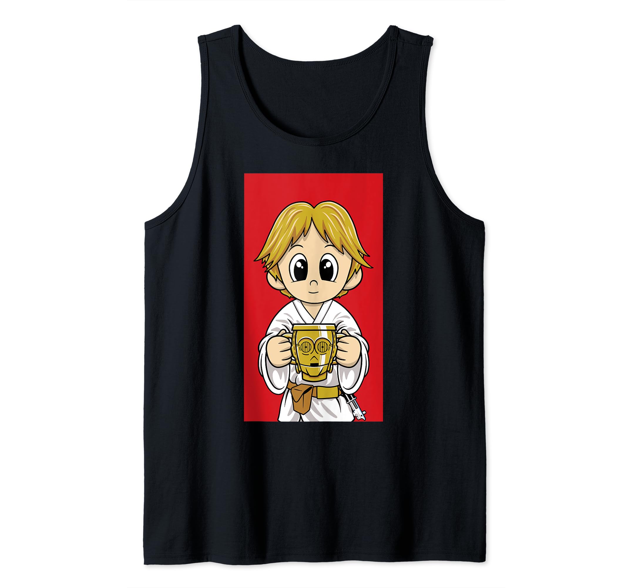Star Wars Luke Skywalker C-3PO Cup Cartoon Portrait Tank Top