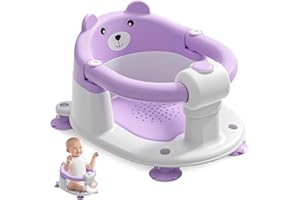 HIMOLD Baby Bath Seat for Babies 6 Months & up, Non-Slip Toddler Bath Seats for Babies Sitting Up, Safe Infant & Newborn Bathtub Chair with 4 Suction Cups & Soft Cushion for Shower,Lavender