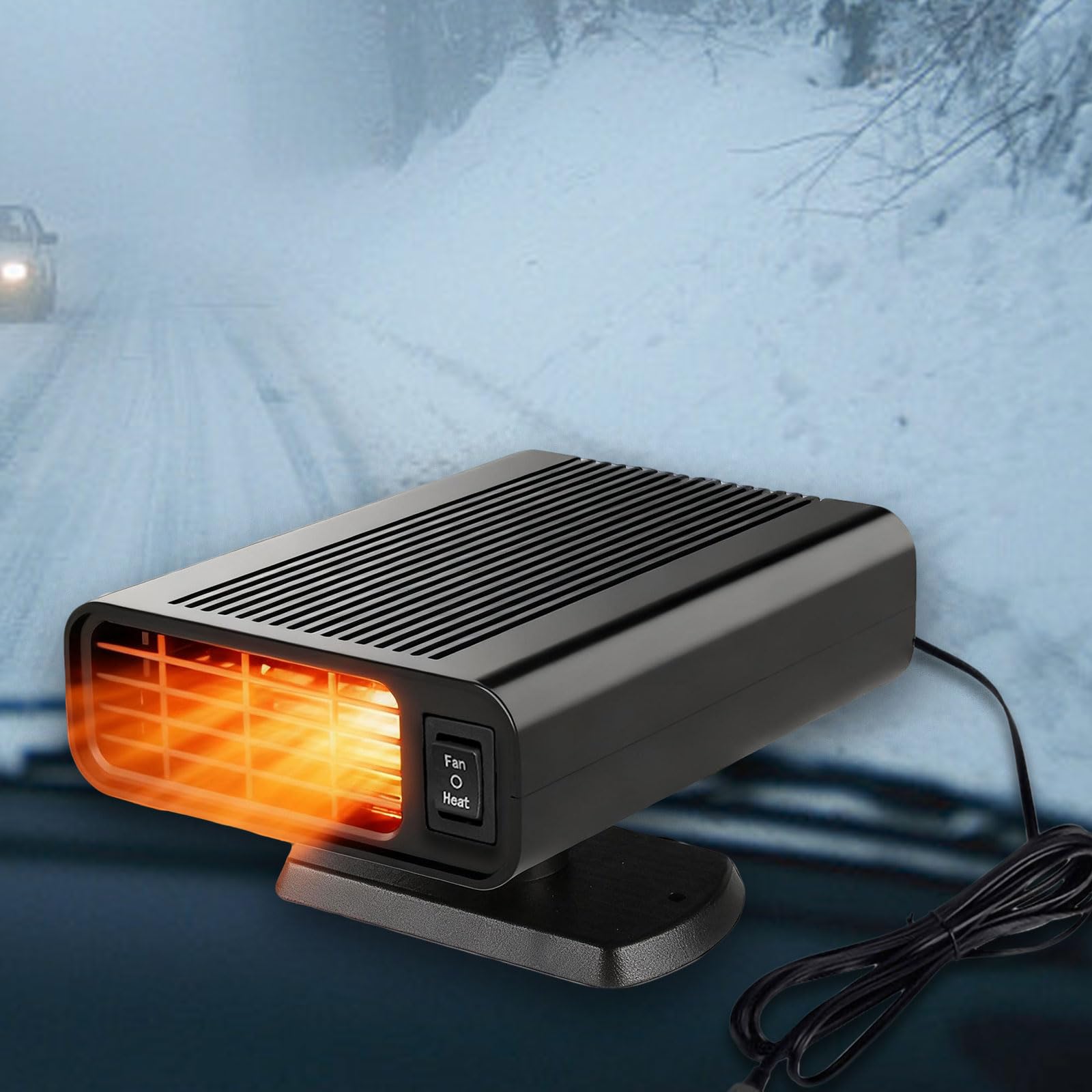 Photo 1 of 12V 150W Portable Car Heater and Defroster, 360° Windshield Defogger for Fast Heating, Plugs into Cigarette Lighter for Vehicles, Cars, RVs and SUVs