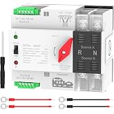 Automatic Transfer Switch 100A AC110V/220V, Dual Power ATS 2P/4P Automatic/Manual Transfer Switch din Rail mounting for Home Generator, RV，Public/Backup Power Supply