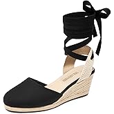 DREAM PAIRS Women's Wedge Sandals Platform Close Toe Espadrilles Strappy Lace Up Sandals Cute Fashion Comfortable Dressy Beach Vocation Summer Shoes