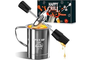 LONGESISM Grilling Accessories Men Women Gifts - BBQ Baster Brush and Sauce Basting Pot Set Christmas Stocking Stuffers Birthday Dad Mom Son Husband Chef Tools Smoker Unique Cooking Gadgets Kitchen Essentials