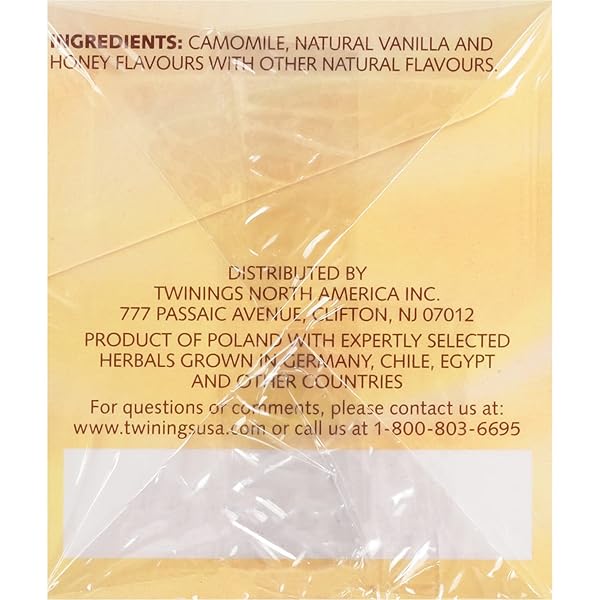 TWININGS TEA, CAMOMILE, HONEY & VANILLA – COMFORTING CAFFEINE FREE BLEND, TWININGS CAMOMILE TEA BAGS WITH HONEY & VANILLA, SOOTHING TWINING SLEEP TEA BEVERAGE, 20 COUNT
