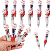 Zhirlyn Baseball Party Favors Baseball Pens Mini Multicolor Pen in One Cute Fun 4-in-1 Pens Bulk Cool Ballpoint Pen for Birthday Gifts Teacher Supplies (Baseball, 12)