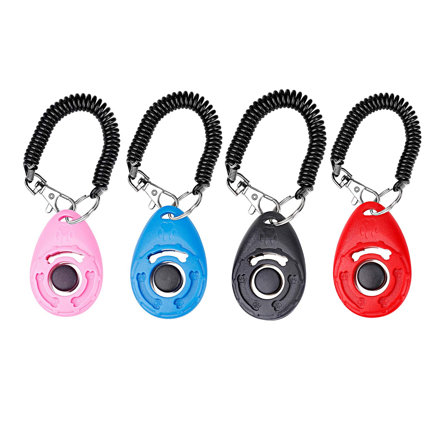 Dog Training Clickers with Wrist Strap, Effective Pet Training Tools for Puppy or Cat Behavioral Training 4-Pack Colorful Sound Easy to Use Practical Button Clicker