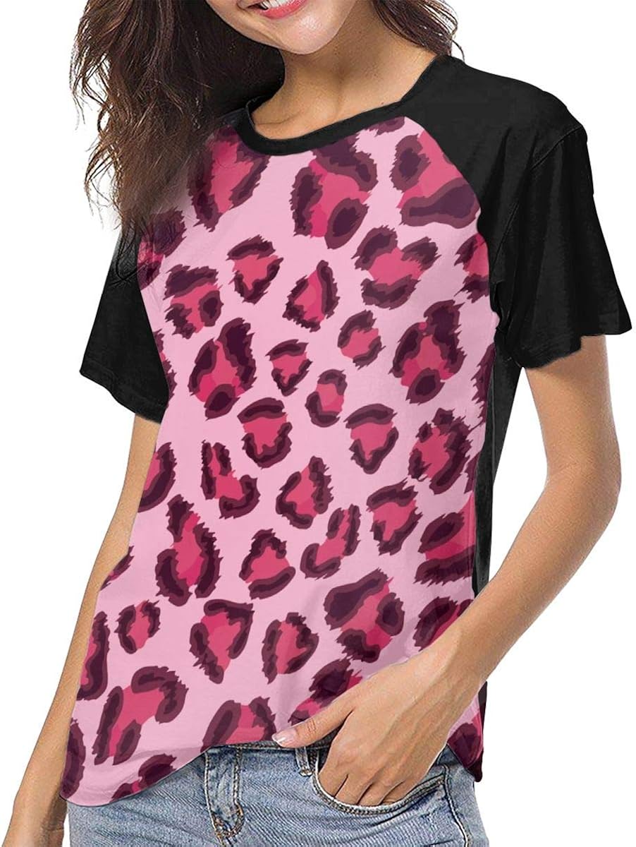 Amazon Co Jp レオパード柄 豹柄 ヒョウ柄 ピンク ギャル Tシャツ レディース ユニーク 半袖 ポリエステル ベースボール ポロシャツ プリントインナーシャツ クルーネック 夏トップス かっこいい 通気性 カジュアル 通学 通勤 女性 プレゼント 服