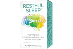 3 Brains Restful Sleep 90 Vegetarian Capsules, Helps Relieve Nervousness & Insomnia, Proudly Canadian