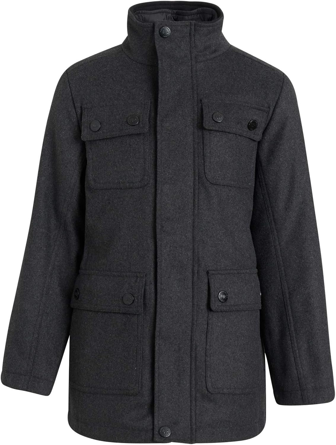 Urban Republic Boys’ Wool Dress Coat with Zipper Closure with Bib Insert: Clothing