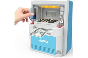 ASRIO Electronic Piggy Bank for Kids, Cash Coin Can ATM Bank, Kids Banks for Real Money, Electronic ATM Machine Password Cash Coin, Toys for Ages 6-13 Piggy Bank, Electronic Savings Safe