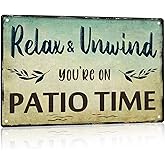 Outdoor Patio Wall Decor Patio Signs For Outside Porch Signs Outdoor Backyard Decorations Welcome Hanging Sign Relax Unwind You're On Patio Time Sign Patio Gifts For Men Home Bar Accessories 8x12 Inch