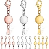 Roctee 15 Pcs Locking Magnetic Jewelry Clasp for Women, Round Alloy Necklace Clasp Closures Bracelet Extender Ornaments Clip Converter for Jewelry DIY Making Trinkets Crafts(Gold, Silver, Rose Gold)