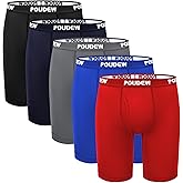 POUDEW Men's Breathable Mesh No Roll Waistband Tagless Athletic Underwear Boxer Briefs, Pack of 5
