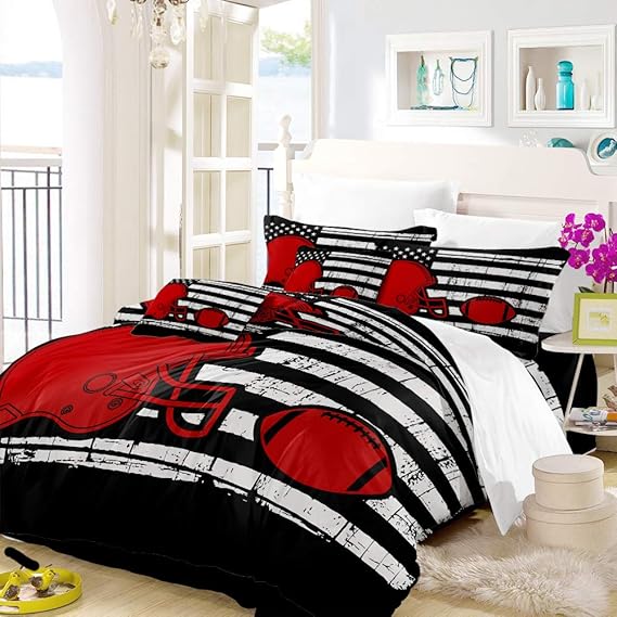 Luxury 4pc Americana Decor Duvet Cover Set Twin Size Baseball