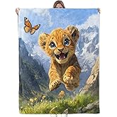 Bidesk Adorable Lion Cub Flannel Blanket - Soft, Cozy, Lightweight, Fuzzy, and Warm Throw - Perfect for Couch, Bed, Travel, and Outdoor Use - for Men Women Adults Kids 60"×50"