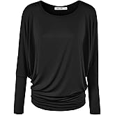 Lock and Love Women's Casual Flowy Draped Long Sleeve Batwing Dolman Top – Soft & Comfortable Loose Fit Pullover