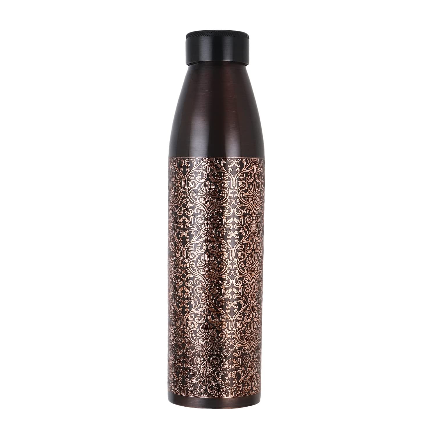 Zap Impex Travelers Pure Copper Water Bottle for Ayurvedic Benefits - Handcrafted Antique Designer Water Bottle 900ml