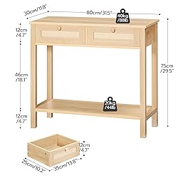 HOOBRO Rattan-Like Narrow Console Table with 2