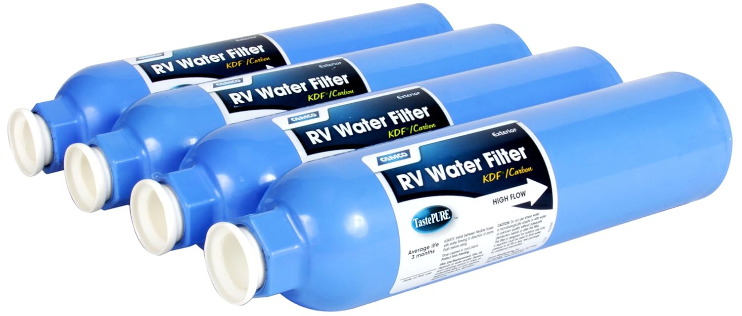 Camco Large InLine Exterior Carbon Water Filter 4 pack RV Camper