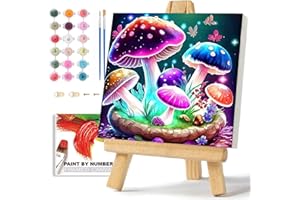 WEMEON Mushroom Paint by Numbers Kit for Adults with Framed- Easy Paint by Numbers Kit for Adults Beginner, Simple Painting Paint by Numbers for Gift Home Wall Decor (10x10Inch)