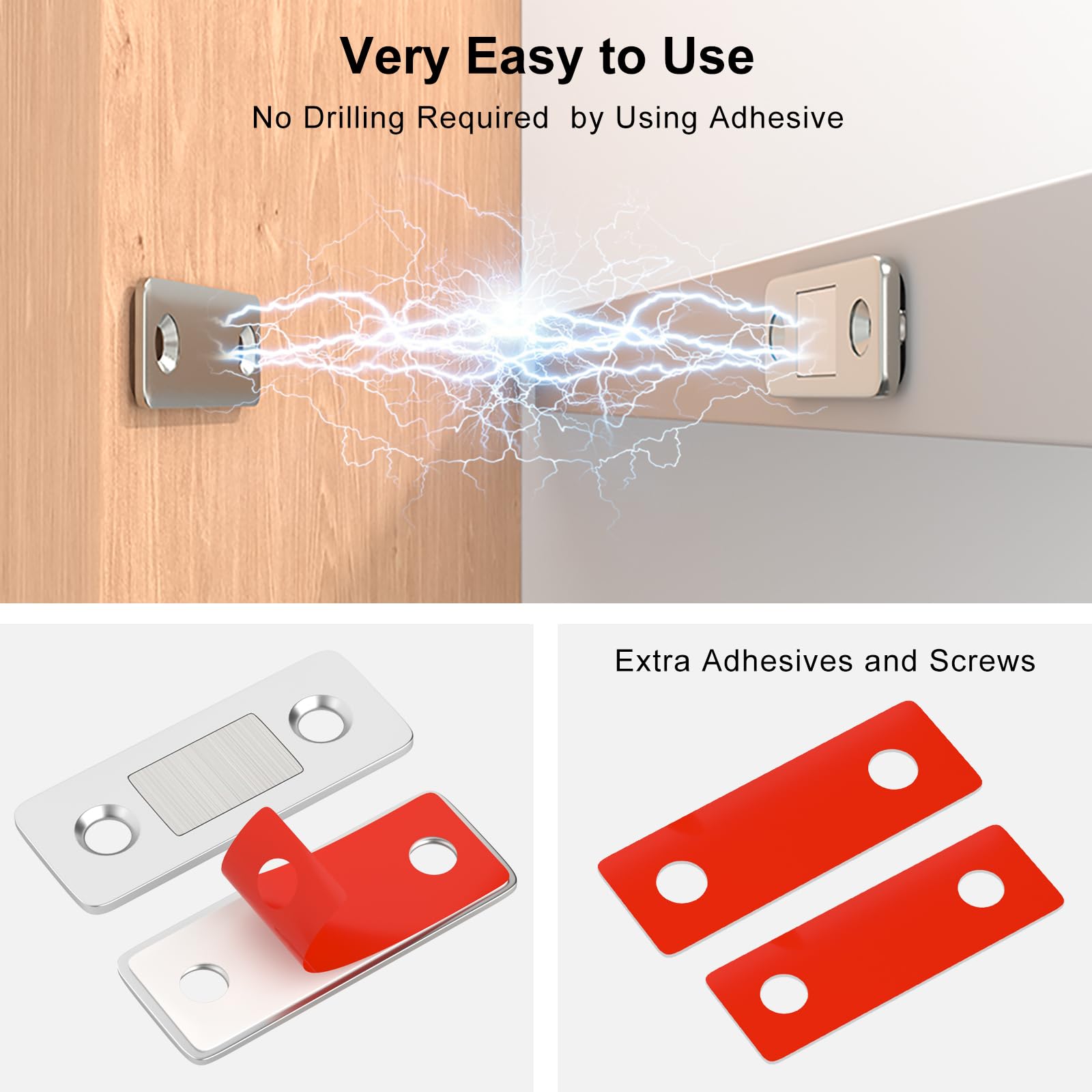 Cabinet Magnetic Catch Jiayi 4 Pack Ultra Thin Cabinet Door Magnetic Catch for Drawer Magnets Adhesive Cabinet Latch Magnetic Closures for Kitchen Closet Door Closing Magnetic Door Catch Closer