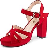 MERUMOTE Women's Open Toe Chunky High Heels Ankle Strap Platform Pump Shoes Buckle Party Sandals
