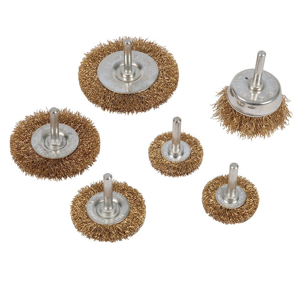 Silverline 993067 Brassed Steel Wire Wheel and Cup Brush Set 6pce 6pce