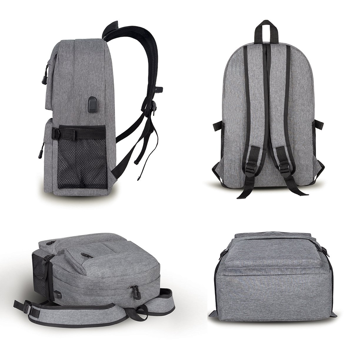 Casual Laptop Backpack School Bag Daypack Bookbag with USB Charging Port Fits 15 Inch Laptop Notebook for College Students Travel Backpack Women & Men (Gray)