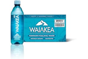 WAIAKEA Waiākea - Hawaiian Volcanic Water - Naturally Alkaline Water - pH Range 7.6 to 8.2 - All Natural Minerals & Electrolytes - 100% Recycled Water Bottles - Bottled Water 24 Pack - 16.9 Fl Oz, 500 mL