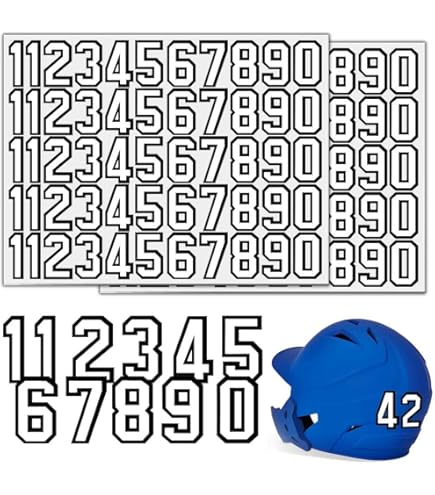 Calcomanías De Números Para Casco Deportivo, 150 Unidades (3 Hojas), Vinilo Impermeable, Tamaño 1x1.5 Pulgadas, Blanco Y Negro