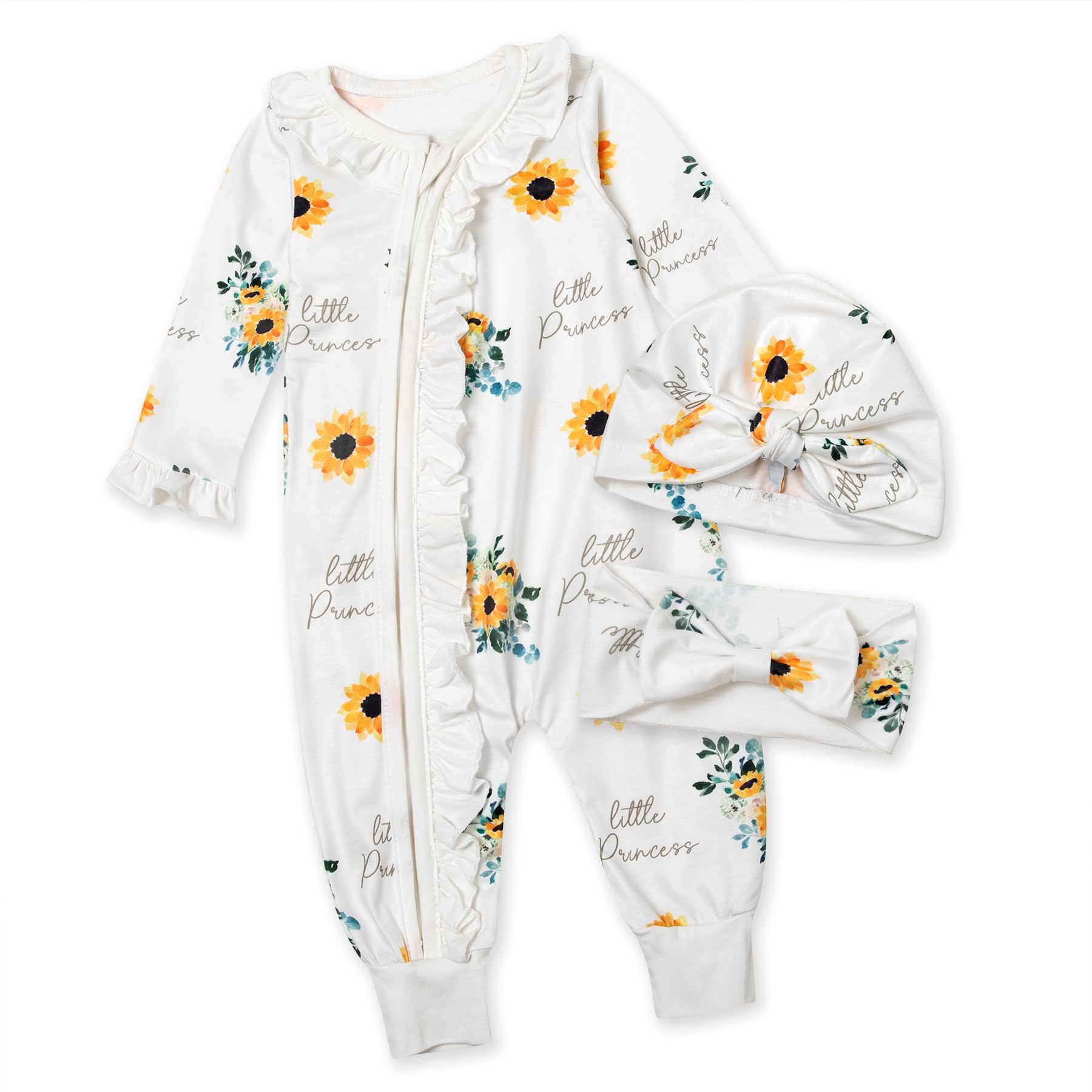 Photo 1 of Abbence Preemie Baby Girl Outfit Newborn Sunflower Going Home Hospital Rompers