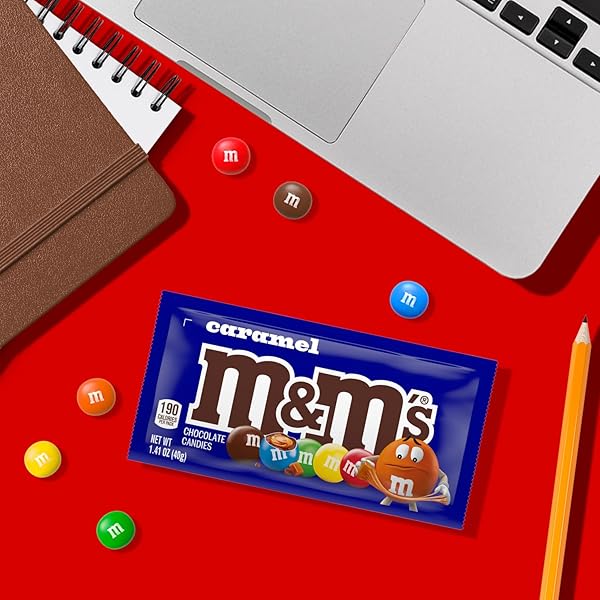 M&M’S CARAMEL CHOCOLATE CANDY, MADE WITH REAL CARAMEL AND MILK CHOCOLATES, 24 COUNT, 1.41 OZ CANDY GIFTS