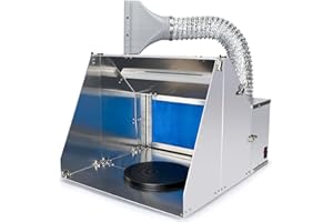 DITKOK Metal Airbrush Booth, Portable Spray Booth with LED Light, Airbrush Spray Booth with Powerful Exhaust Fan, Turntable & Extension Hose, Air Brush Booth Kit for Model Craft Toy Part