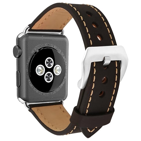 Apple Watch Band 38mm 42mmVintage Genuine Leather Replacement iwatch Strap Large Stainless Steel Buckle for Apple Watch Series 3 Series 2 Series 1 ...