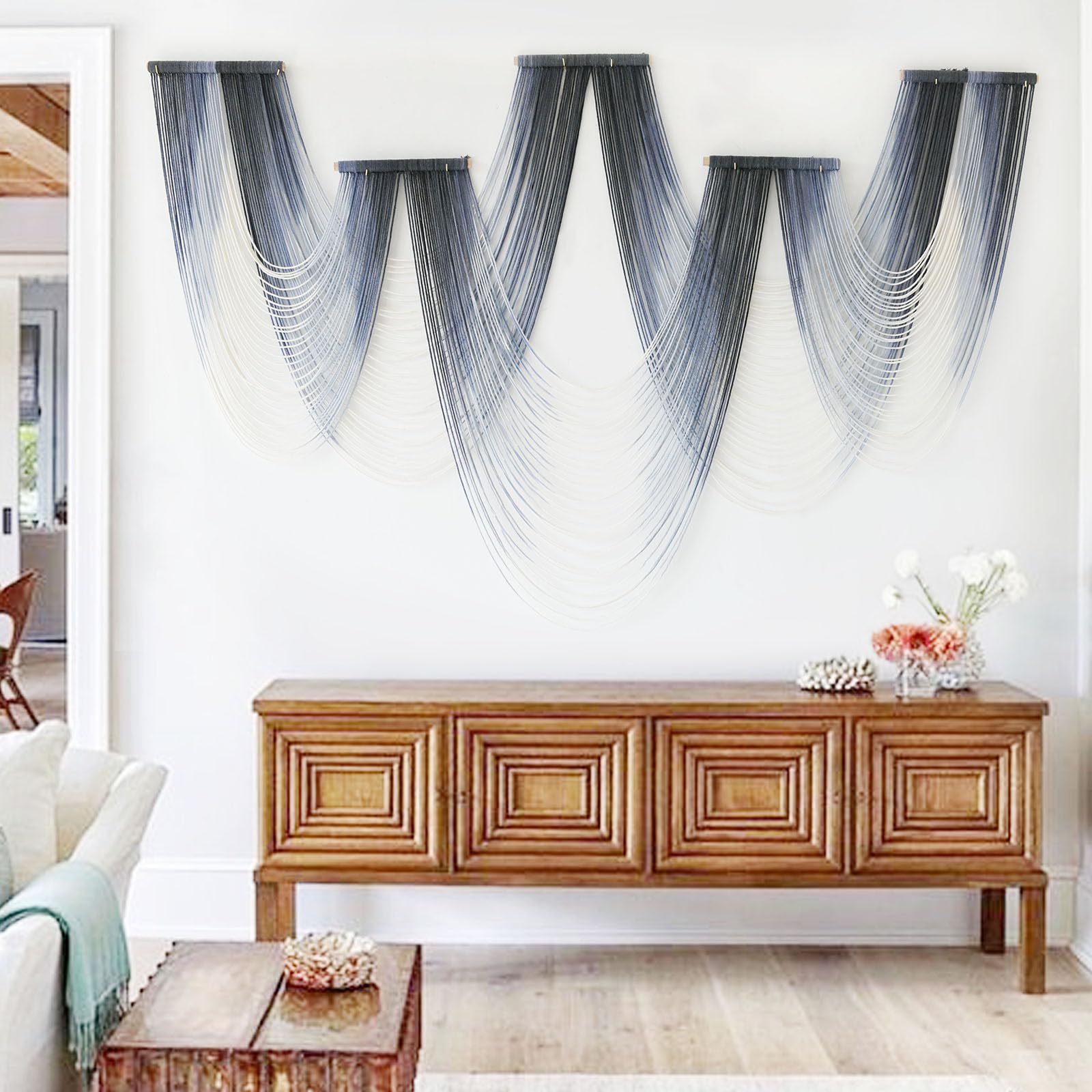 Photo 1 of IOWER Large Macrame Wall Hanging Decor Dip-Dyed Macrame Wall Decor Wall Art Craftsmanship Fiber Art Boho Chic Wall Decor Modern For Bedroom Livingroom Backdrop