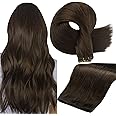 Full Shine Sew in Hand Tied Weft Hair Extensions Weft Extensions Human Hair Remy Human Hair Dark Brown Wefts Brazilian Hair For Women Invisible Weave Color #2 60 Gram 22 Inch