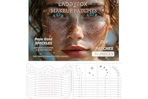 LADDYFOX 50 Pcs Rose Gold Face Makeup Patches, Glitter Freckles Face Tattoo, Glitter Freckles, Sparkle Makeup Patches, Waterproof Face Glitter Speckles Patches for Women