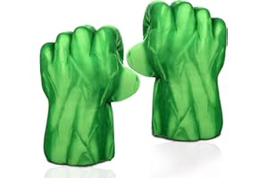 PROVAINT Superhero Gloves for Kids - Soft Plush Boxing Mitts with Secure Grip for Role Play, Halloween Dress Up, Birthday Gifts - Green Hero Costume Accessories for Children and Adults （Green）